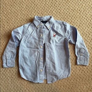 Janie And Jack Blue Button Down Snoopy Collar Sz 3